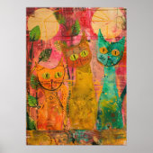 Poster Chats d'aquarelle de Boho - Art de la féline terre (Devant)