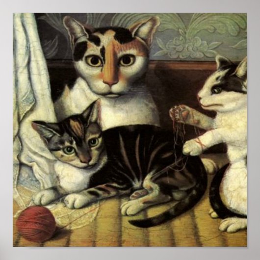 Poster Chats d'art populaire américain du XIXe siècle (Devant)