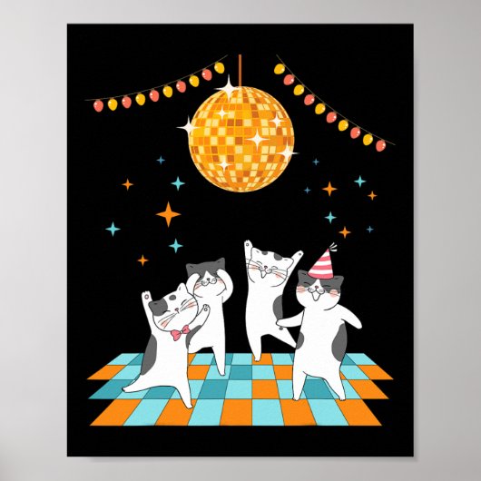 Poster Chats De Fête Dansant Sous Disco Ball (Devant)