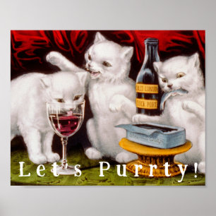 Poster Chats de fête vintages et amusants - Purty !