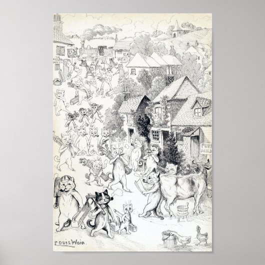 Poster Chats de golf, Louis Wain (Devant)