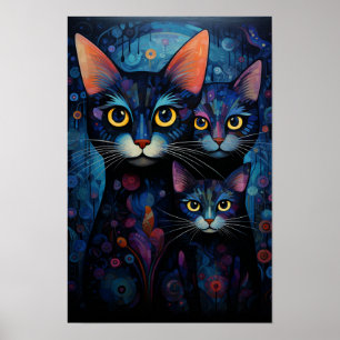 Poster Chats de jour et de nuit : Mirored Twilight Art