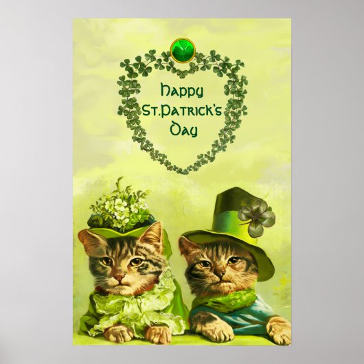 POSTER CHATS DE LA SAINT-PATRICK D'UNE DRÔLE DE MODE AVEC (Devant)