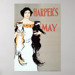 Poster Chats de mai de Harper vintage par Edward Penfield