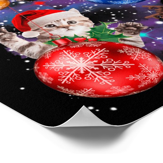 Poster Chats de Noël mignons dans l'espace ornements Grap (Coin)