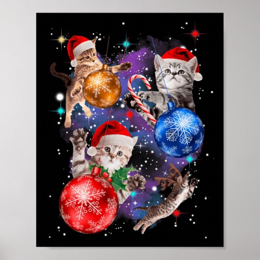 Poster Chats de Noël mignons dans l'espace ornements Grap (Devant)