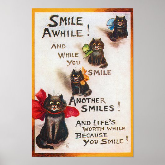 Poster Chats de sourire, Louis Wain (Devant)