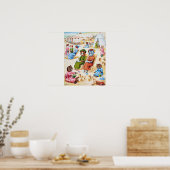 Poster Chats de temps des fêtes, Louis Wain (Cuisine)