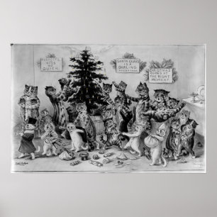 Poster Chats décorant l'affiche d'arbre de Noël