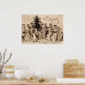 Poster Chats décorant l'arbre de Noël par Louis Wain (Cuisine)
