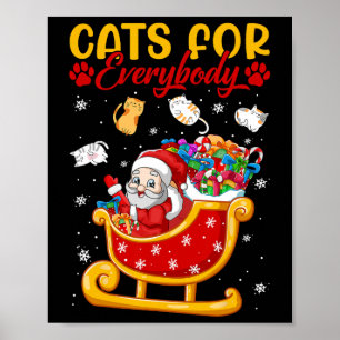 Poster Chats Drôle Pour Tout Le Monde Père Noël Sleigh Jo