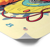 Poster Chats du milieu du siècle avec disques rétro et TV (Coin)