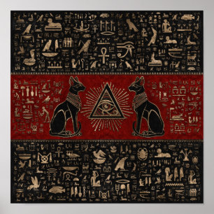 Poster Chats égyptiens et oeil de Horus