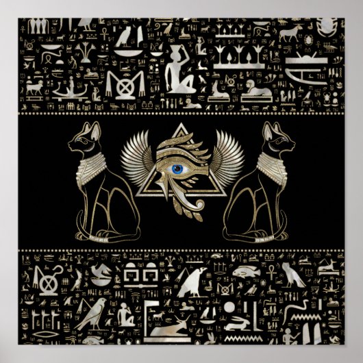 Poster Chats égyptiens et oeil de Horus (Devant)