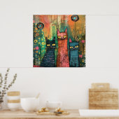Poster Chats en aquarelle Boho - Earthy Feline Art (Cuisine)