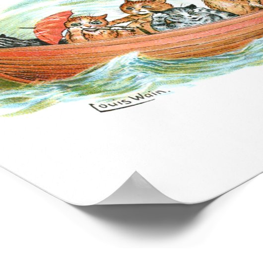 Poster Chats en bateau de rangée (Coin)