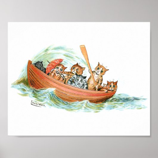 Poster Chats en bateau de rangée (Devant)