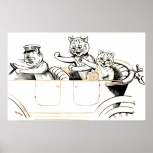 Poster Chats en lune de miel, Louis Wain