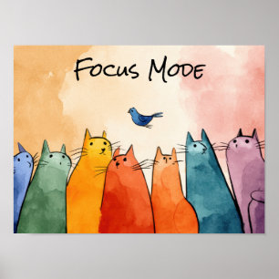 Poster Chats en mode concentration – Citations drôles de 