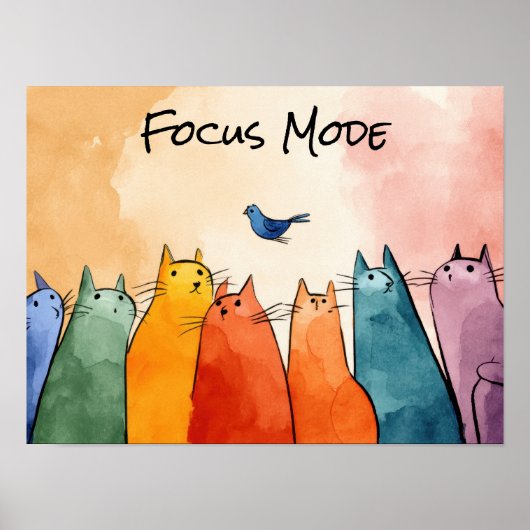 Poster Chats en mode concentration – Citations drôles de (Devant)