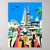 Poster Chats en vacances Visiter l'avenir (Devant)