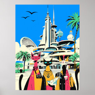 Poster Chats en vacances Visiter l'avenir