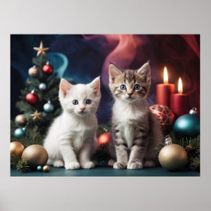 Poster Chats enchanteurs de l'Amoureux des chats de sapin