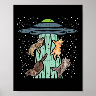 Poster Chats Enlevés Par Ufo Amusant Alien Space Lover Ho
