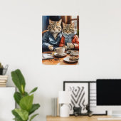 Poster Chats et café (Bureau à domicile)