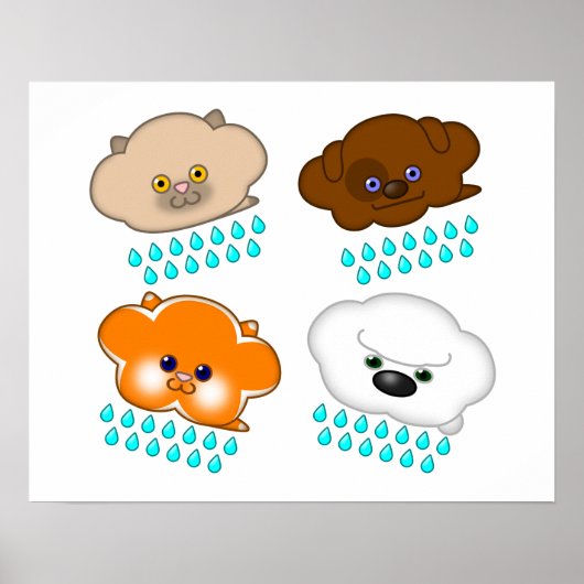 Poster Chats et chiens en pluie (Devant)