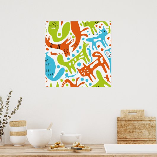 Poster Chats Et Morceaux (Cuisine)