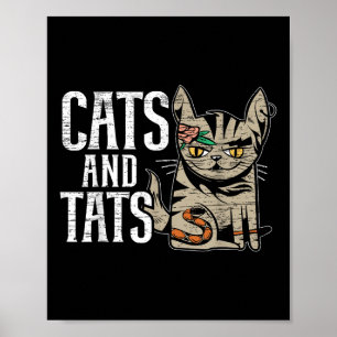 Poster Chats Et Tats Encaissant Tatouage Adulte Tatouage