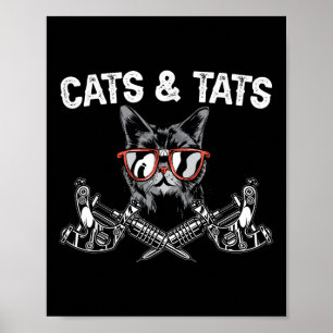 Poster Chats Et Tats Encaissant Tatouage Adulte Tatouage