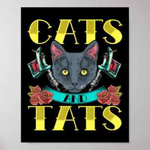 Poster Chats Et Tats Vintage Style Ancien Tatouage Design