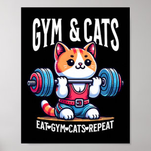 Poster Chats Et Travail De Gym Drôle De Bodybuilding De C