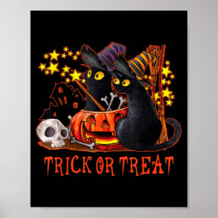 Poster Chats Fantômes Citrouille Chat Noir Maman Hallowee