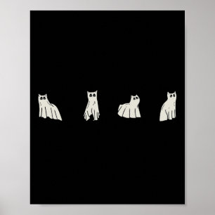 Poster Chats Fantômes D'Halloween Cuites Chats En Costume