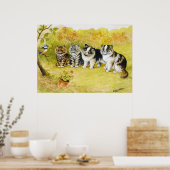 Poster Chats fixant un petit oiseau, Louis Wain (Cuisine)