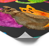 Poster Chats fous colorés en aquarelle (Coin)