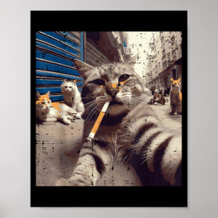 Poster Chats Gangster Rues Chats Selfie Drôle Mème Humour