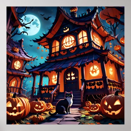 Poster Chats Haunted Fun House (Devant)