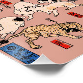 Poster chats japonais Ukiyo-e Funny kitty (Coin)