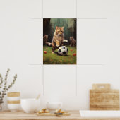 Poster Chats jouant au football (Cuisine)