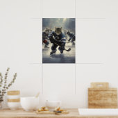 Poster Chats jouant au hockey (Cuisine)