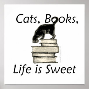 Poster Chats Livres La vie est douce