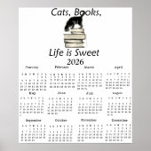 Poster Chats, Livres La vie est douce 2026 Calendrier une (Devant)