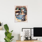 Poster Chats matin bain, Louis Wain (Bureau à domicile)