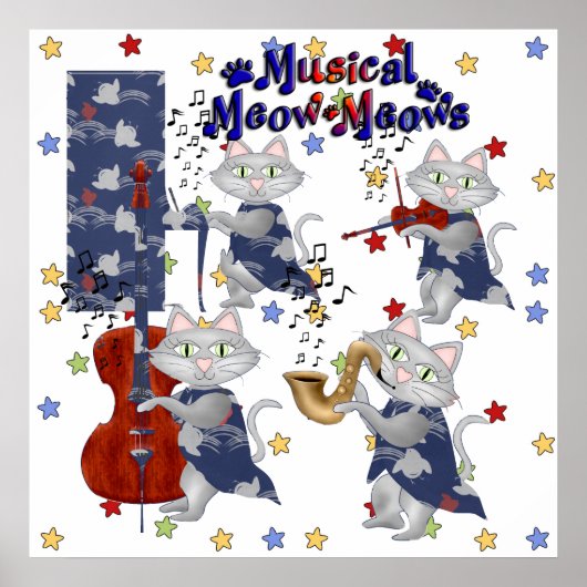 Poster Chats Mignons Groupe Musical de Chats (Devant)