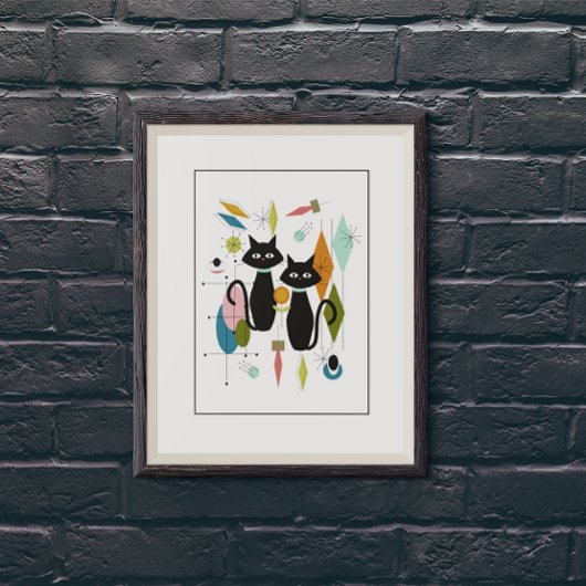 Poster Chats mignons Moderne du milieu du siècle