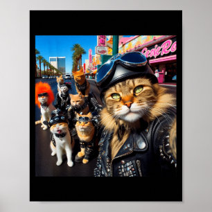 Poster Chats motards drôles Gangster Chats Moto de rue C